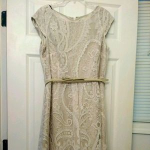 Liz Claiborne cream/beige lace dress. Size 12.